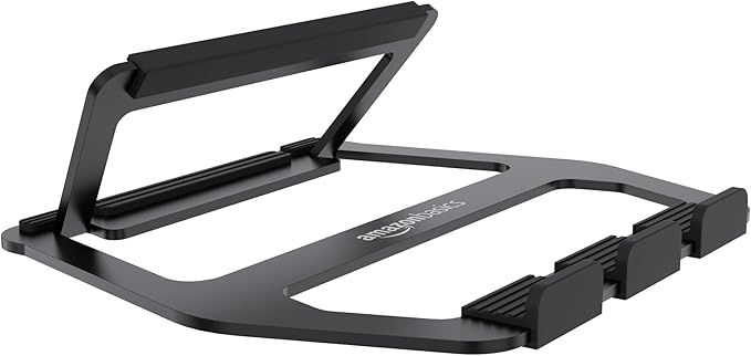Amazon Basics Aluminum Portable Foldable Laptop Support Stand for Laptops up to 13", Black