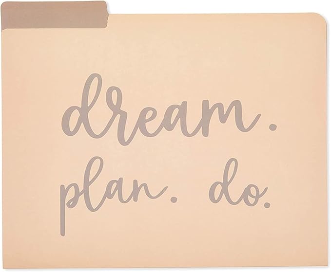 Paper Junkie Decorative File Folders, Letter Size for Women, Cute Earth Tone Aesthetic Office Supplies with Inspirational Sayings, 1/3 Cut Tabs (11.5 x 9.5 Inches) - Pack of 12 - Cute File Folders