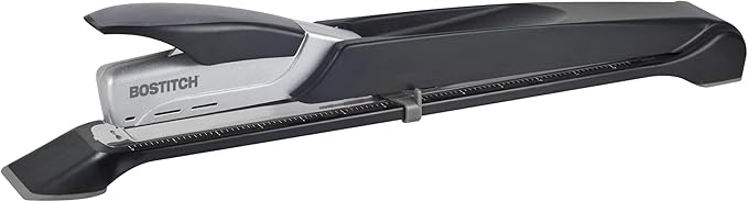 Bostitch Office Booklet Stapler - One Finger, No Effort, Spring Powered, Long Reach Stapler - Silver (1610)
