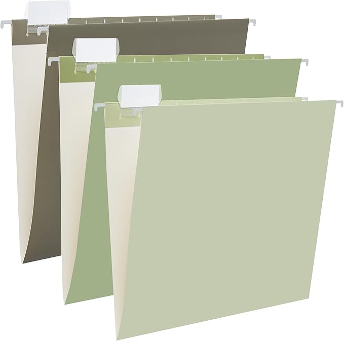 Y YOMA 6 Pack Gradient Hanging File Folders Letter Size Decorative Hanging Folder Pretty File Folder Organizer for Filing Cabinet Office Home with 1/5-Cut Adjustable Tabs, Leaf Green