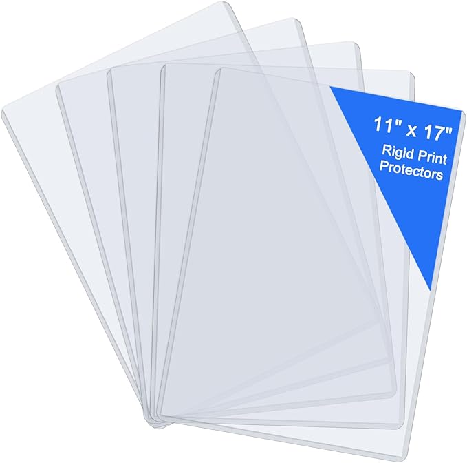 11" x 17" Hard Plastic Sheet Protectors, Menu Rigid Print Protectors, Clear Certificate Waterproof Protectors, Paper Sleeves Photo Plastic Sleeves Document Holder, Birth Certificate Protector (5 Pack)
