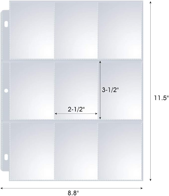 120 Pack 9 Pocket Page Protectors, Sooez Double Sided Trading Card Sleeves for 3 Ring Binder, Baseball Cards Holder, Protective Pages Sheets for Binders Album, Fit for Collectible Games, Sports Cards