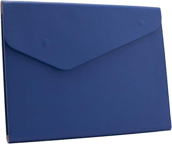 Enyuwlcm PU Leather A4 File Folder Document Holder Waterproof Portfolio Envelope Folder Case with Invisible Magnetic Closure Blue