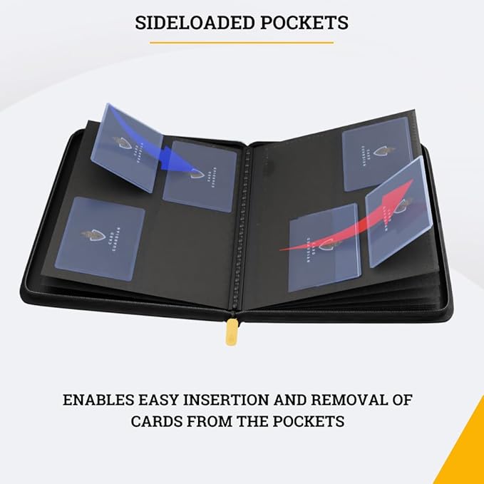 Card Guardian - Toploader 4 Pocket Premium Binder with Zipper for 160 Cards - Side Loaded Pockets - Compatible with Sports and Trading Cards TCG (Orange)