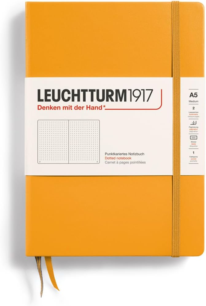 LEUCHTTURM1917 - Notebook Hardcover Medium A5-251 Numbered Pages for Writing and Journaling (Rising Sun, Dotted)