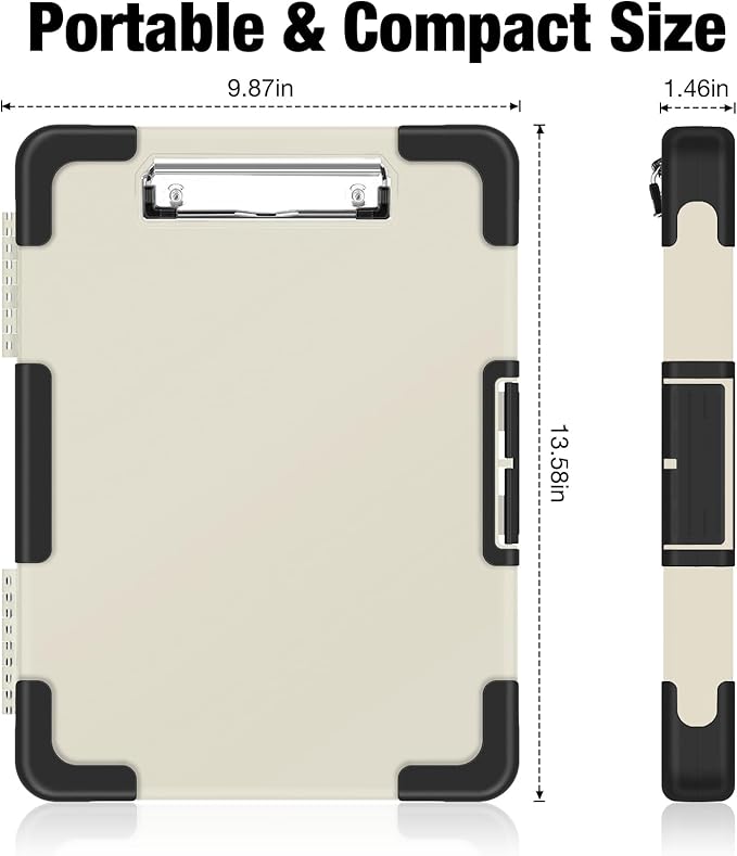 Sooez Toughest Clipboard with Storage, Internal Pen Pouch Included, Letter/ A4 Size, Shockproof Heavy Duty Plastic Clip Boards 8.5x11”, High Capacity Clipboards Box Case for Contractor Trucker Driver