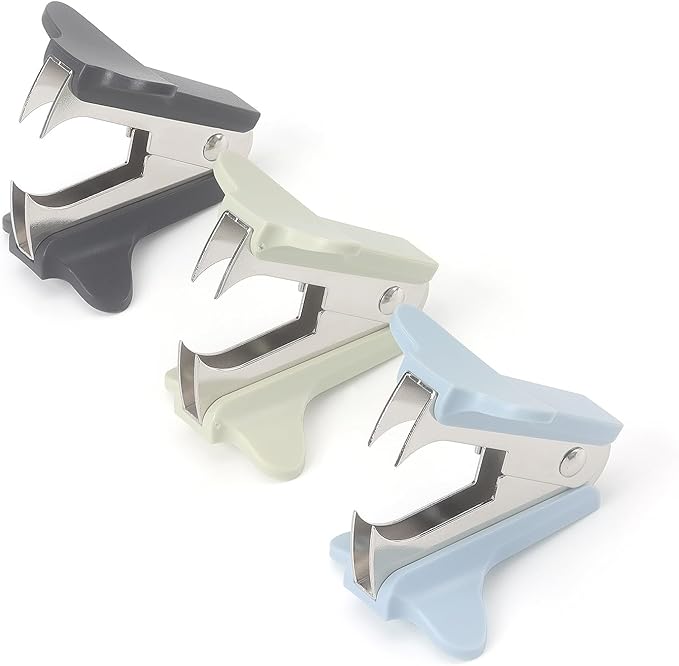 ZZTX 3 Pack Staple Remover Staple Puller Removal Tool for Home, School, Office (Blue, Green, Dark Gray)