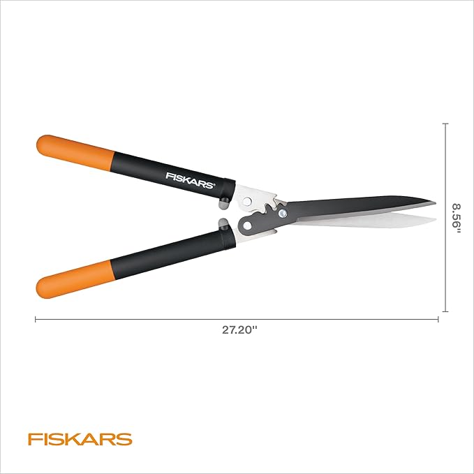 Fiskars PowerGear Hedge Shears - 23" Stainless Steel Blades - Plant Cutting Scissors with Sharp Precision-Ground Steel Blade