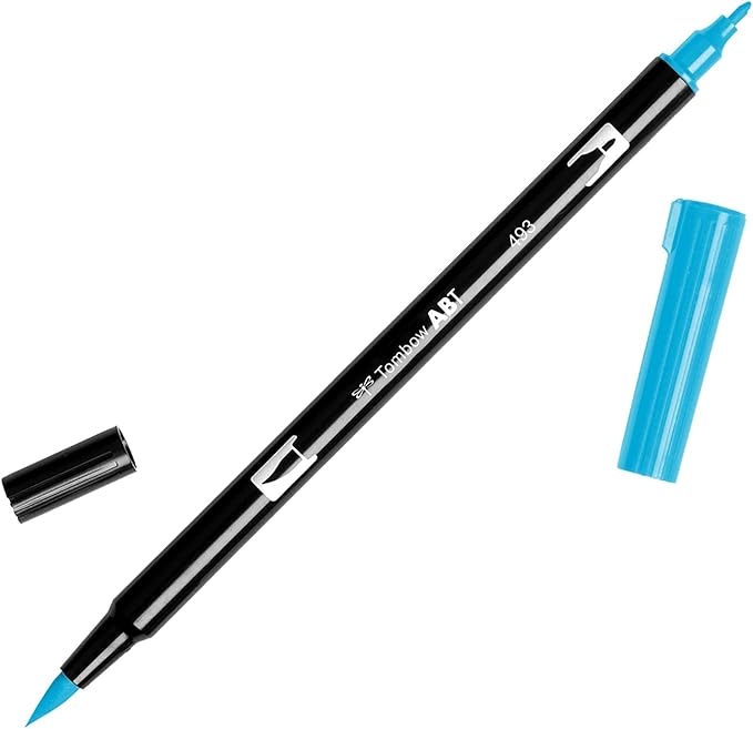 Tombow 56555 Dual Brush Pen Art Marker, 493 - Reflex Blue, 1-Pack. Blendable, Brush and Fine Tip Marker