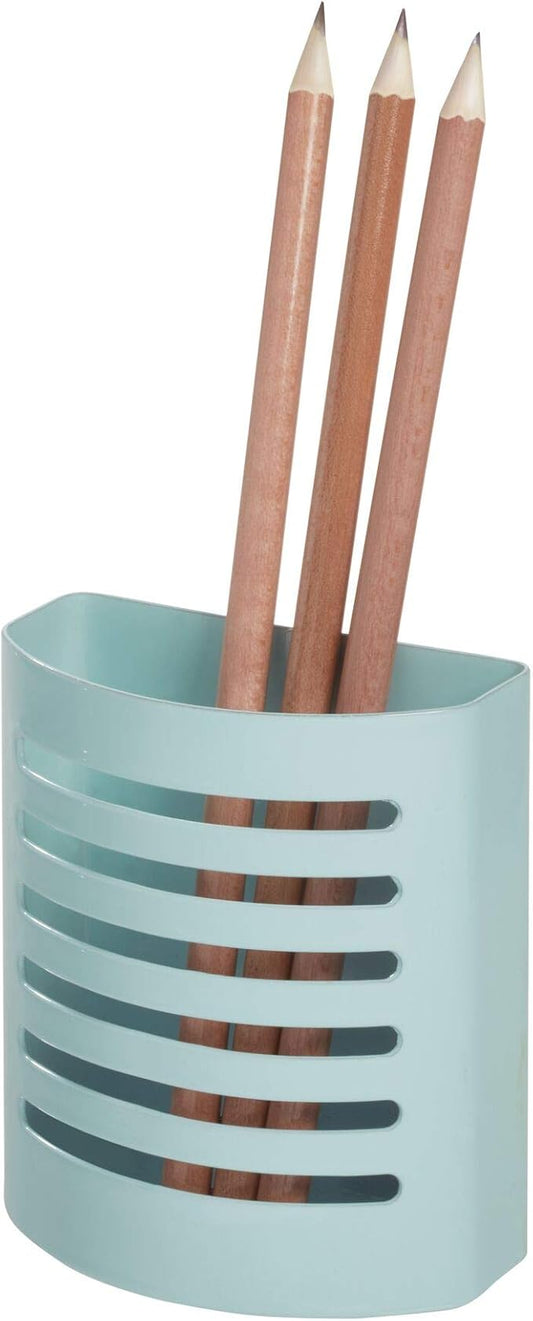 iDesign 85176 Magnetic Modern Pen and Pencil Holder, Writing Utensil Storage Organizer for Kitchen, Locker, Home, or Office, Set of 1, Mint Blue