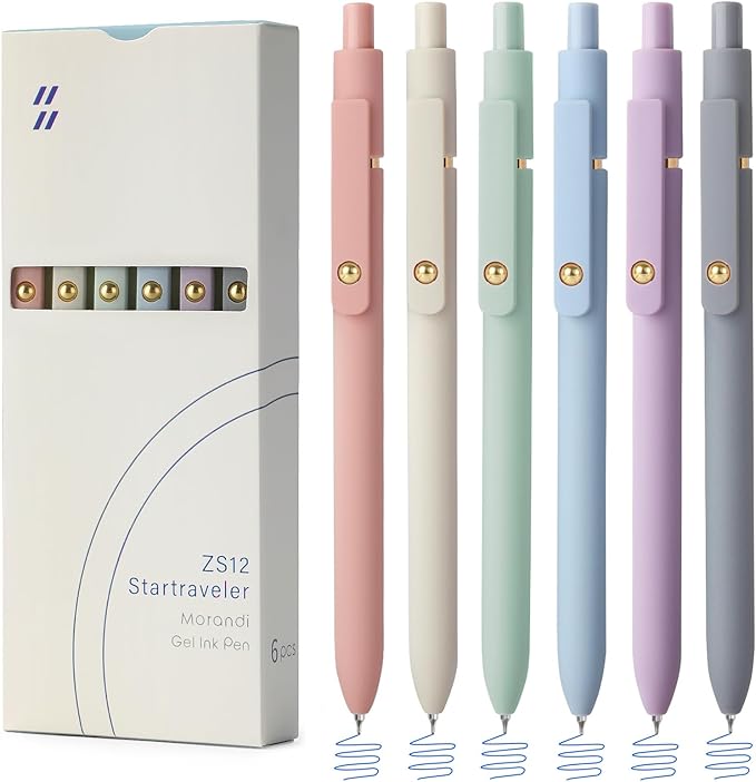 FIOVER Gel Pens, 6pcs Blue Ink Medium Point 0.7mm Smooth Writing Pens with Comfort Grip, Aesthetic Ballpoint for Journaling School Office Supplies, Gifts for Women Men (6PCS Blue Ink)