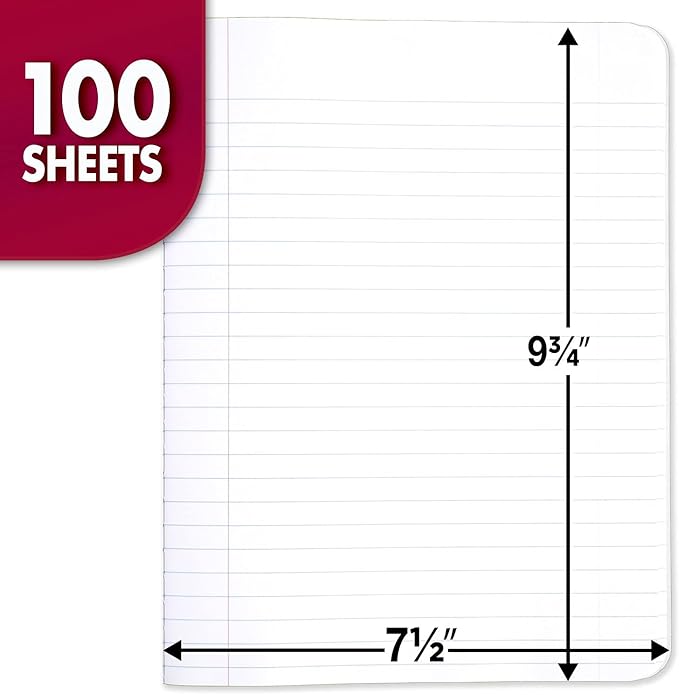 Mead Composition Notebook, 3 Pack, Wide Ruled Paper, 7-1/2" x 9-3/4", 100 Sheets per Comp Book, Black Marble (38301)
