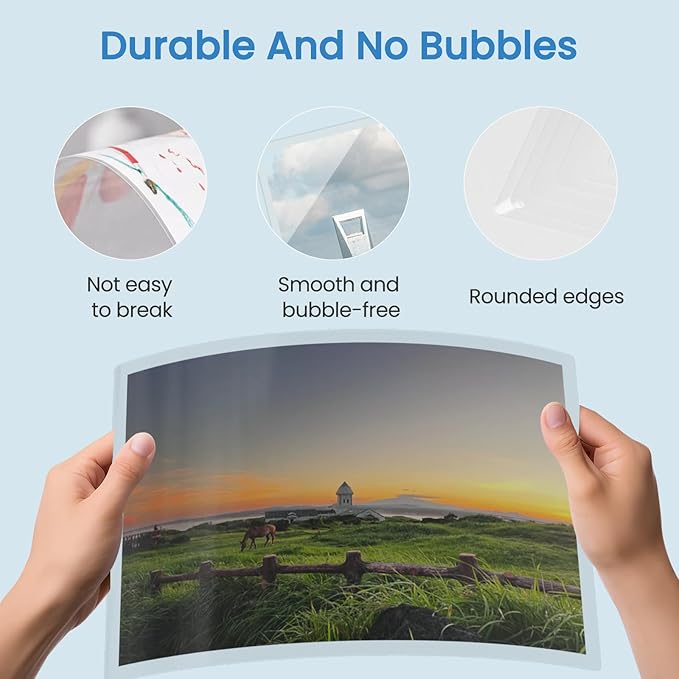 50 Pack Thermal Laminating Pouches 10 Mil, 9 x 11.5 Inches Clear Laminating Sheets, Wide Size Compatibility Office Laminating Supplies for Letter, Photo, Card and ID Badge