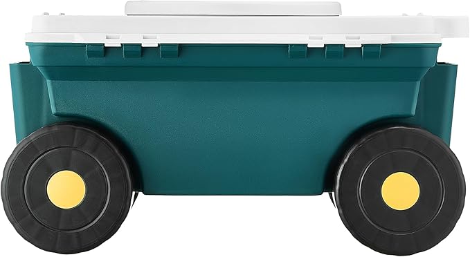 VEVOR Garden Scooter with Seat, 2 in 1 Rolling Garden Cart with Storage Bin, Supports up to 227 lbs, Outdoor Wagon with Handle, Lightweight Storage Gardening Stool for Yard Weeding Planting