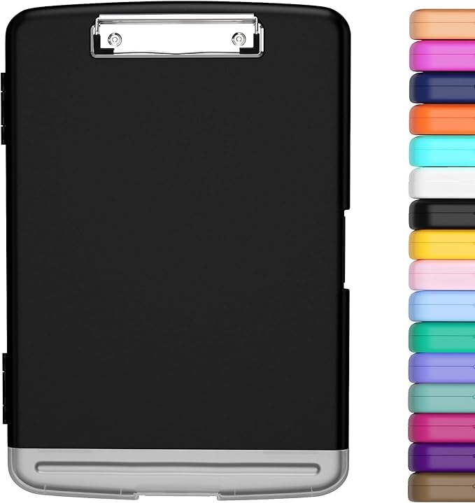 Hongri Clipboard with Storage with Pen Holder, Folder Nursing Clip Board 8.5 x 11 Foilo-Side Opening, High Capacity, Light Weight for Teachers, Classroom. Size 14 x 9.6 x 1.2 in(Black)