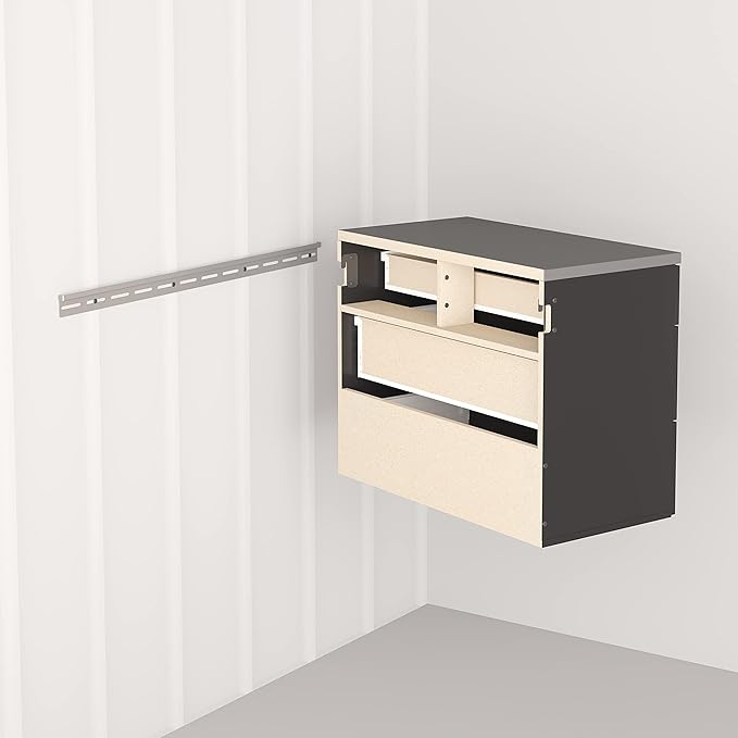 Prepac HangUps 30'' Garage Storage Cabinet with 3 Drawers, Wood Wall Mount Pantry Cabinet, Wall Hanging Laundry Room Cupboard, Kitchen Pantry for Garage, Kitchen and Laundry Organization, Black