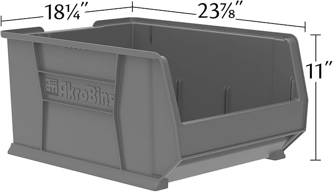 Akro-Mils 30289 Super-Size AkroBins Plastic Storage Bins, Space-Saving Stackable Bins for Garage, Classroom, Warehouse Organization, 24" L x 18" W x 12" H, Yellow, 1-Pack
