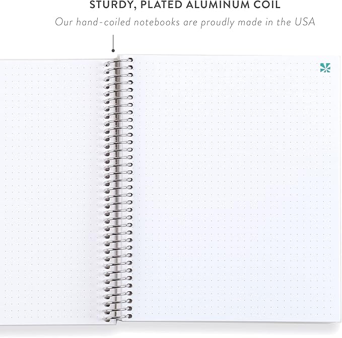 Erin Condren 7" X 9" Spiral Bound Dotted Grid Notebook - Groovy Blooms - 5Mm Dot Grid, 160 Pages Writing, Drawing & Art Notebook, 80Lb Thick Paper