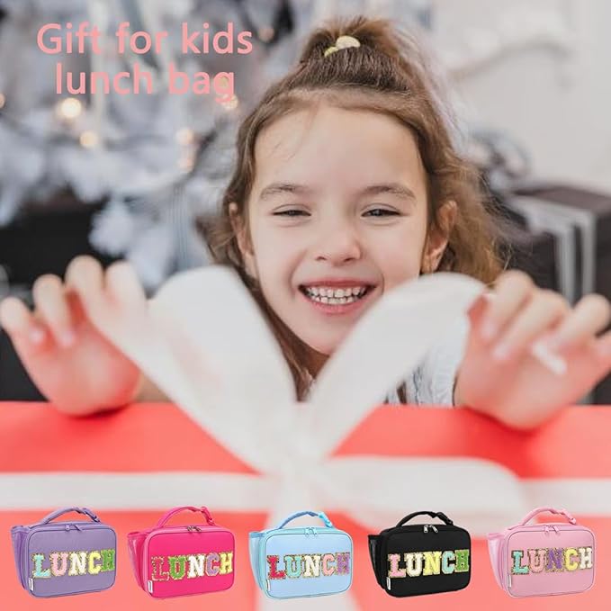 Insulated Lunch Box for School, Thermal Reusable Durable Freezable Lunch Bags for Kids Boys Girls Men Women - Small Soft Cooler Portable Lunch Tote Kit for Work Picnic Travel,Rose Red Alphabet