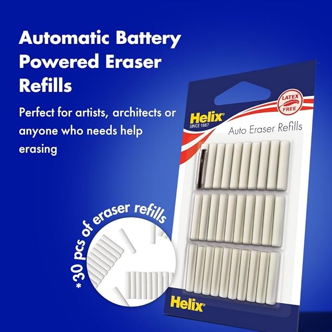 Helix 19071 Automatic Eraser Refills, Pack of 30