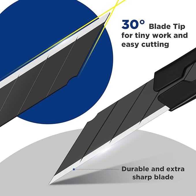 WORKPRO Premium Utility Knife Retractable Snap-off Blade, Heavy Duty Aluminum Box Cutter Set, Razor Knife Exacto Craft Knives, with 10 Extra 9mm Blades, Pack of 5