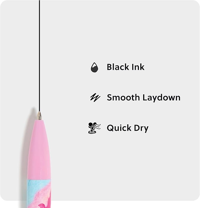 U Brands Laguna Ballpoint Pens, Set of 12, Wavy Paint, Bold (1.0mm) Point, Black Ink