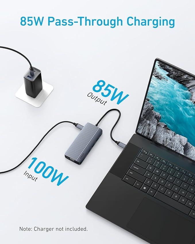 Anker 10-in-1 USB C Hub, Dual-Display USB C Docking Station, One 4K@30Hz HDMI, 1080p VGA, 100W Power Delivery, 5 Gbps USBC&A Data Ports, for Dell XPS, Dell Vostro 5320 Laptop and More