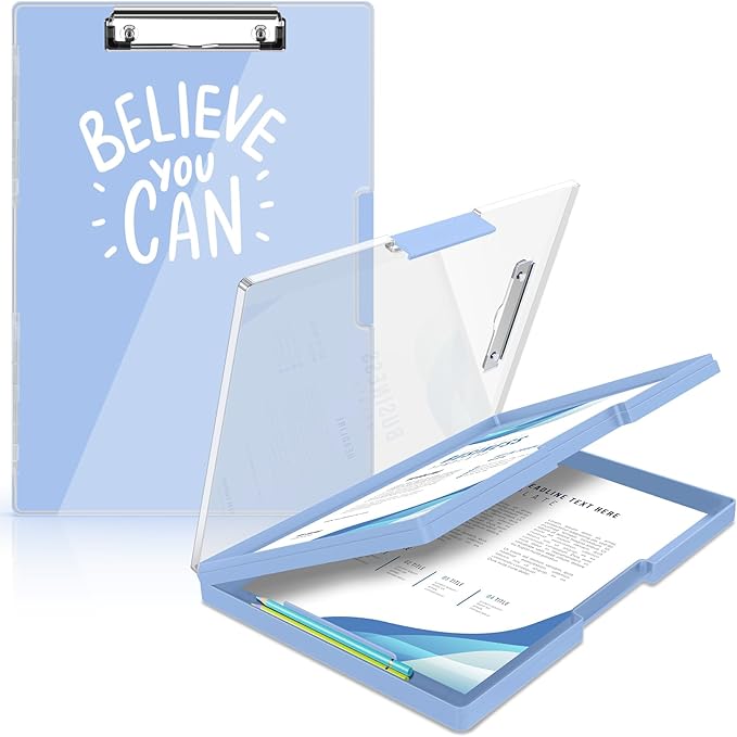 Sooez Clipboard with Storage, Heavy Duty Cleaview Clip Boards 8.5x11 with Dual Storage, Dry Erase Plastic Nursing Clipboard, High Capacity Clipboards Folder for Teacher Nurse, School & Office Supplies