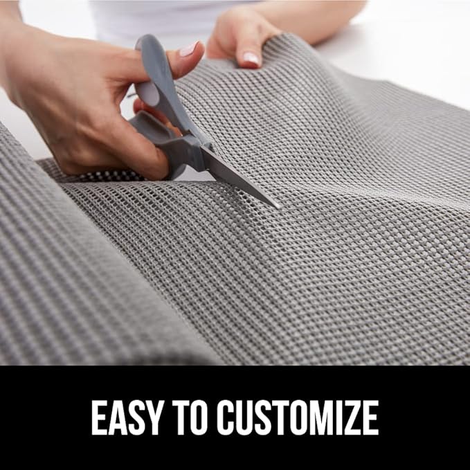 GORILLA GRIP powerGRIP Drawer Shelf and Cabinet Liner, Thick Strong Hold, Non-Adhesive Liners Protect Kitchen Cabinets and Cupboard, Bathroom Drawers, Easy Install, Breathable Mat, 12" x20', Gray