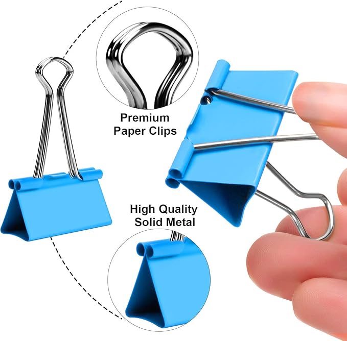Binder Clips - Assorted Sizes 100 Count, X Large, Large, Medium, Small, Mini Paper Clamps Combination, Suitable for Office Supplies, Home, and School Use