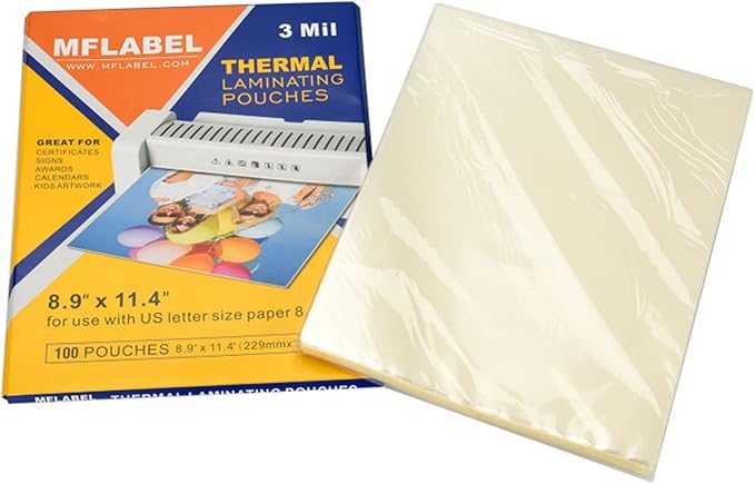 MFLABEL Thermal Laminating Pouches, 8.9 x 11.4-Inches Clear Thermal Laminating Plastic Paper Laminator Sheets for Photos Files Drawings for Use with Thermal Laminators 3 mil 1500-Pack