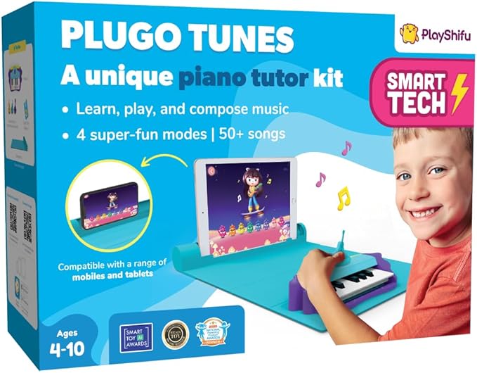 Plugo Tunes by PlayShifu (Kit+App): Interactive Piano Starter Kit for Ages 4-10 | Educational Musical Toys for Early Childhood | Perfect Music/Musical Gift for Boys & Girls (Works with tabs/mobiles)