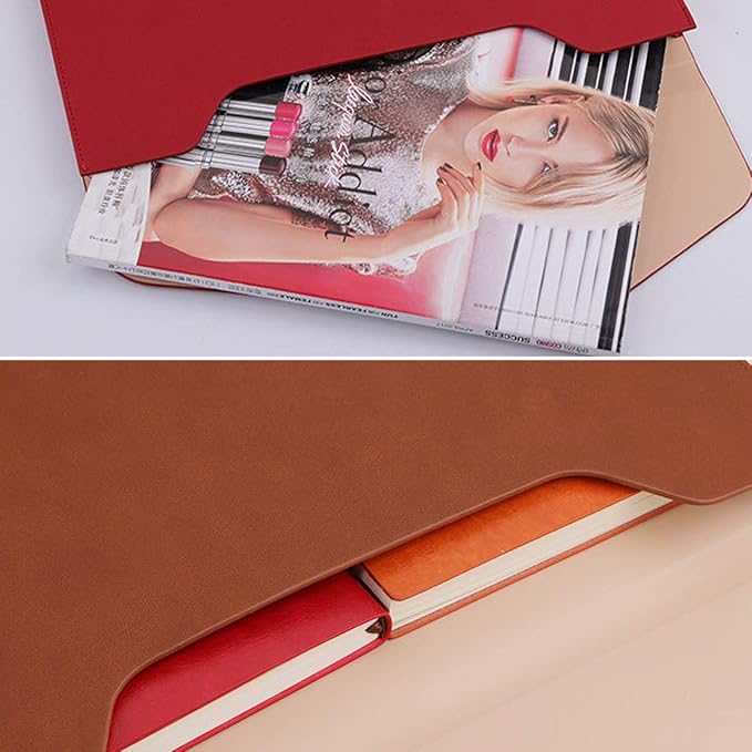 Enyuwlcm PU Leather A4 File Folder Document Holder Waterproof Portfolio Envelope Folder Case with Invisible Magnetic Closure Red