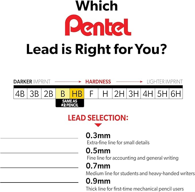 Pentel Super Hi-Polymer Lead Refill, (0.7mm) Medium, 2H, 144 Pieces of Lead, 12 Tubes of Lead (50-2H)