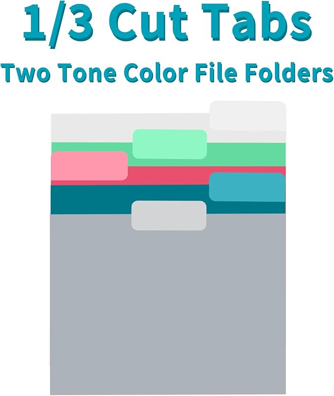 100 Packs Colored File Folders,Rose Red File Folders,Two Tone Color File Folder 8.5 x 11 Inch,1/3 Cut Tabs Letter Size,Manila File Folders for Office,School and Home,Organization