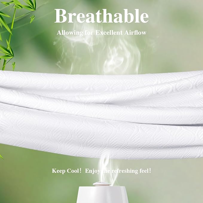 Full Size Mattress Protector, Waterproof Mattress Pad Washable Rayon Mattress Cover Breathable Noiseless Bed Protector 3D Patterns 5" - 21'' Elastic Fitted Deep Pocket(White)