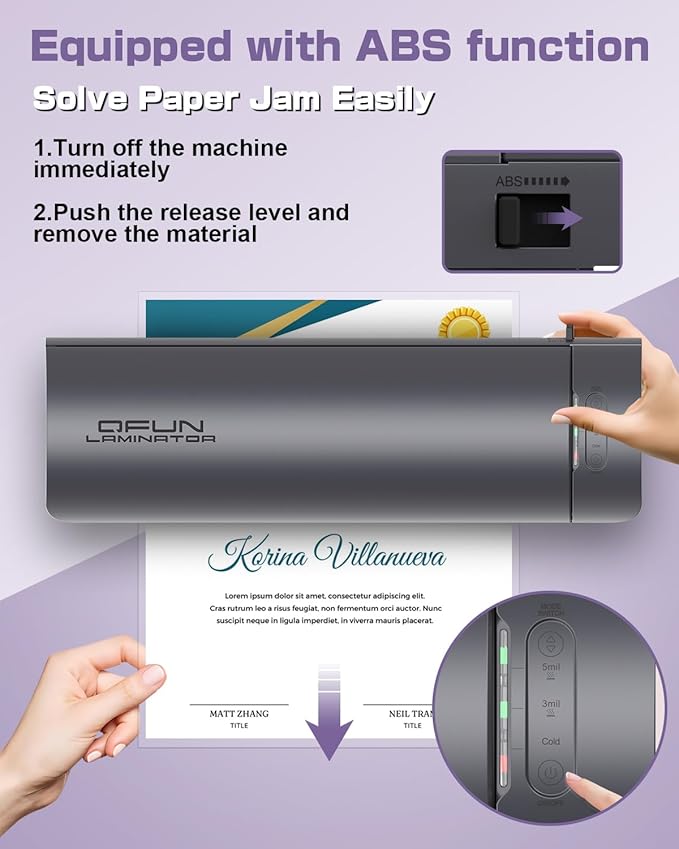 Office Presentation Laminator Machine 11x17 with Laminating Sheet A3/A4/A5, 3/5 Mil Thermal Cold Laminating Machine 13 inch Wide, 60s Warm-Up Office Presentation Laminator Machine (Gray)