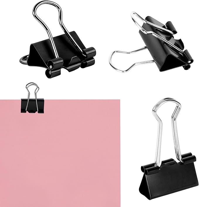 SANNIX 36 PCS Medium Binder Clips, 1-1/4 inch 32mm Binder Clips Black Paper Clamps Medium Size for Office Home School