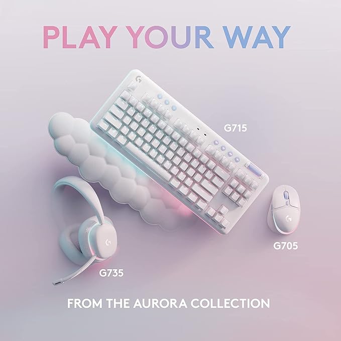 Logitech G705 Wireless Gaming Mouse, Customizable LIGHTSYNC RGB Lighting, Lightspeed Wireless, Bluetooth Connectivity, Lightweight, PC/Mac/Laptop - White Mist