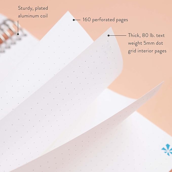Erin Condren 8.5" x 11" Spiral Bound Dot Grid Notebook - Kaleidoscope Colorful. 5mm Dot Grid. 160 Page Writing, Drawing & Art Notebook. 80Lb Thick Mohawk Paper. Stickers Included