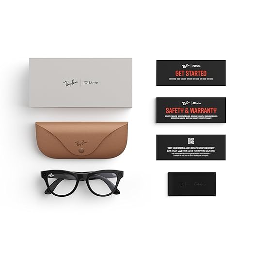 Ray-Ban Meta (Gen 1), Skyler, Shiny Black | Smart AI Glasses for Men, Women — 12 MP Ultra-Wide Camera, Open-Ear Speakers for Audio, Video Recording and Bluetooth — Clear Lenses — Wearable Technology