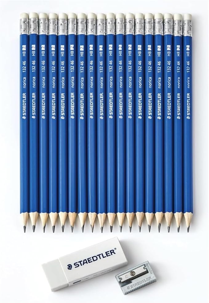 STAEDTLER Norica Pencil 6-Pack (6 Sets of 20 pcs): 18 Pre-sharpened #2 HB Pencils with 1 Eraser & 1 Sharpener, Break-Resistant Lead per pack, 120 count