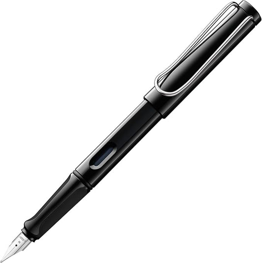 LAMY safari black - Fountain Pen with ergonomic grip & polished steel nib in size M - ideal for any Writing & Calligraphy - including LAMY T 10 blue cartridge - Right-Handed