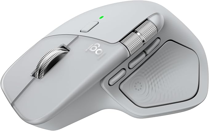 Logitech MX Master 4, Ergonomic Wireless Mouse with Advanced Performance Haptic Feedback, Ultra-Fast Scrolling, USB-C Charging, Bluetooth, Windows, MacOS - Pale Gray
