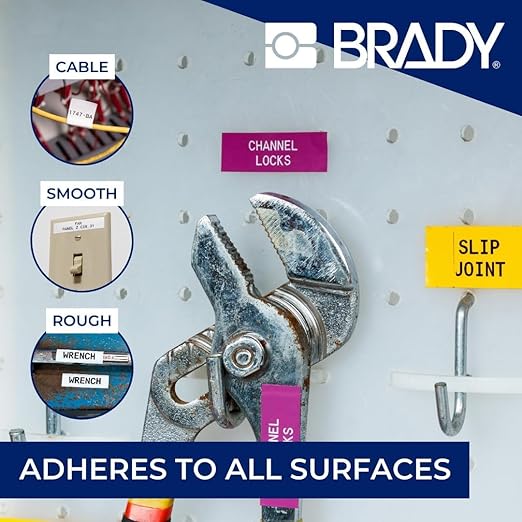 Brady Authentic (M4C-500-595-WT-BK) All-Weather Vinyl Labels 0.5 in W x 25ft Black on White. for use with BMP41, BMP51, M410, M510, and M511 Label Printers.