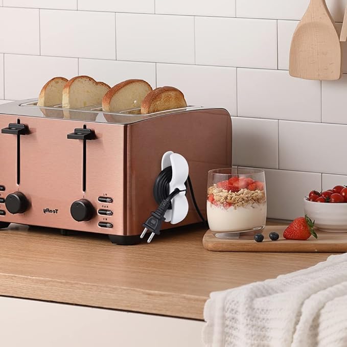 Cord Organizer for Appliances, 4PCS Kitchen Appliance Cord Winder Cord Organizers, Cord Holder Cord Wrapper for Appliances Stick on Pressure Cooker, Mixer, Blender, Coffee Maker, Air Fryer