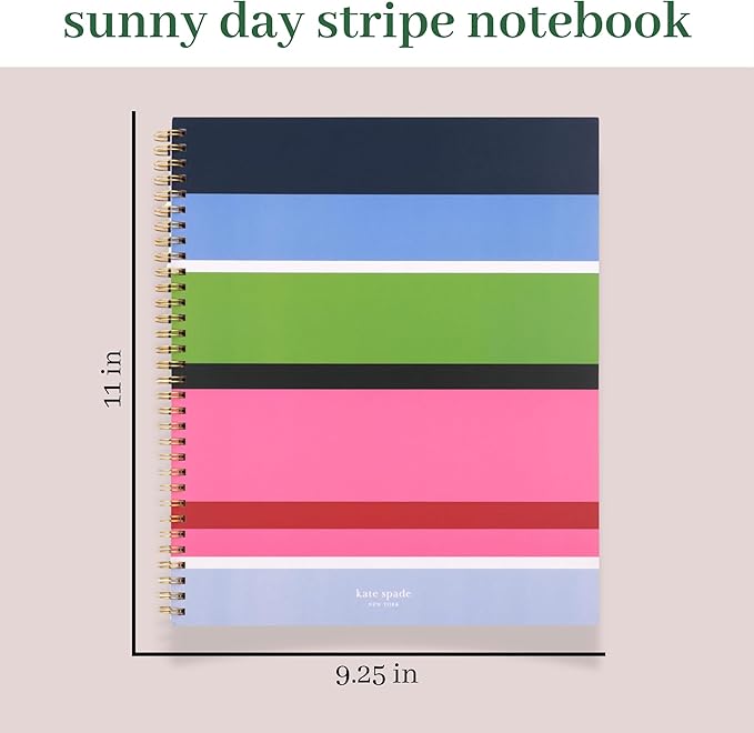 Kate Spade New York Large College Ruled Notebook, 11" x 9.5" Spiral Notebook with 160 Pages