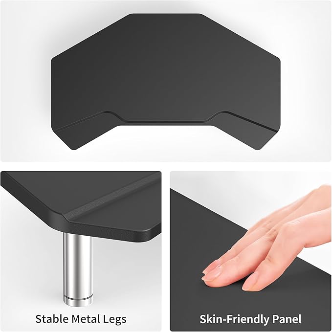 Monitor Stand Riser Black,Plane Wing-Shaped Sturdy Computer Stand Ergonomic Desk Organizer Riser Wood Monitor Stand with Drawer for Laptop, Computer,16.5 Inch