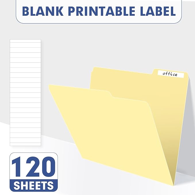 File Folder, PANDRI 120 Pack File Folder, 1/3 Cut Tab, Letter Size, Filing Folder for Office School Business, Manila