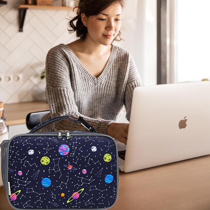 Insulated Lunch Box for School, Thermal Reusable Durable Freezable Lunch Bags for Kids Boys Girls Men Women - Small Soft Cooler Portable Lunch Tote Kit for Work Picnic Travel,Constellation